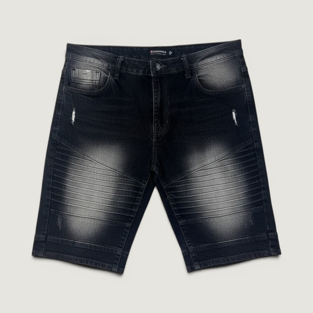 Southpole Denim Shorts Mens 32 Black Moto Biker Acid Wash Slim Fit Distressed